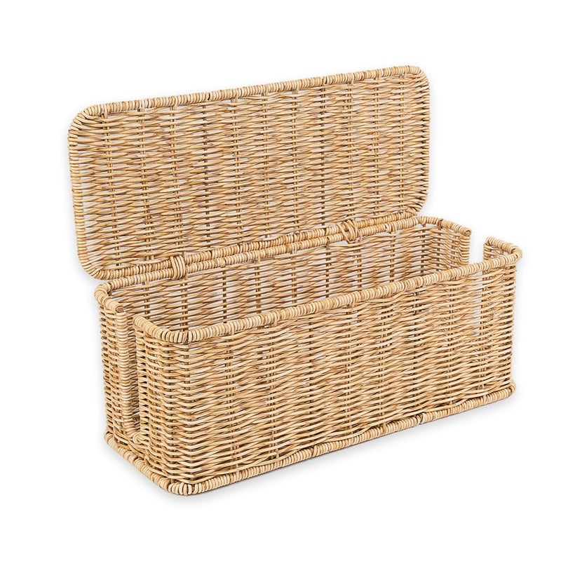 Cantalop Cable Management Box, Handmade Rattan Cable Organizer with 2 Open Slots, Cord Hider for Power Strip, Router & USB Hub, Registered U.S. Design Patent (D1,112,102), 13" x 5.1" x 5.1", Natural - Image 1