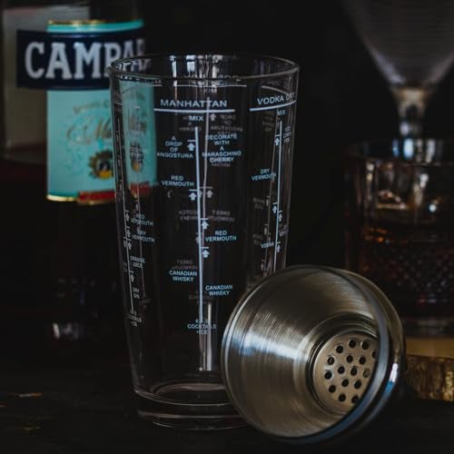 Barcraft 700ml Easy Cocktail Shaker with Printed Recipes for Beginners & Pros | Glass & Stainless Steel Boston Shaker Set for thinKitchen - Image 5