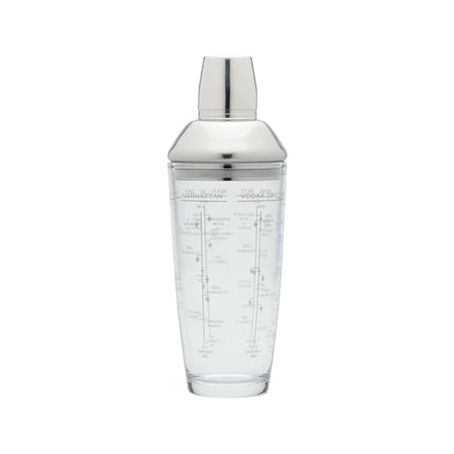 Barcraft 700ml Easy Cocktail Shaker with Printed Recipes for Beginners & Pros | Glass & Stainless Steel Boston Shaker Set for thinKitchen - Image 1