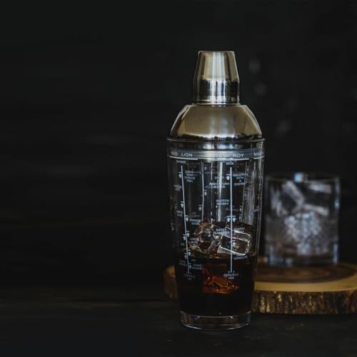 Barcraft 700ml Easy Cocktail Shaker with Printed Recipes for Beginners & Pros | Glass & Stainless Steel Boston Shaker Set for thinKitchen - Image 3