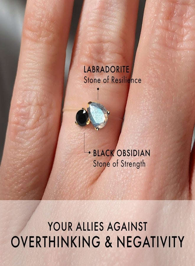 Moon Magic | Amethyst, Citrine, Quartz, Ruby, Obsidian, Labradorite Floating Gem Toi Et Moi Rings for women with Stretchy Invisible Band/ 925 Sterling Silver | 18K Rose & Yellow Gold Birthstone Rings - Image 2