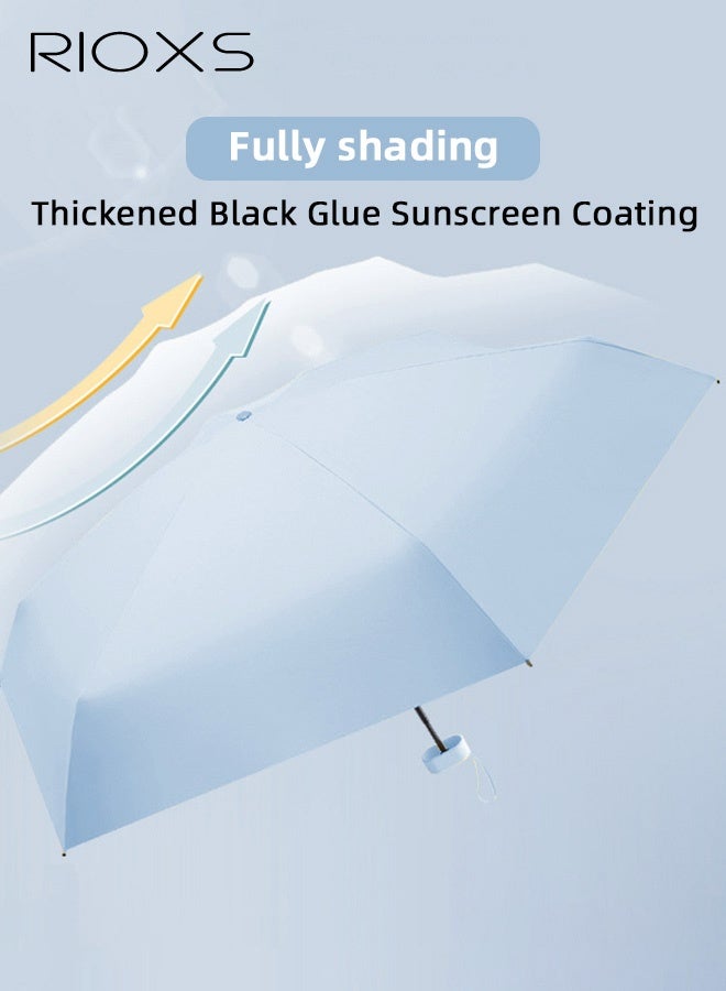 RIOXS Portable Travel Umbrella with Storage Box Mini Umbrella with UPF 50+ UV Sun Protection Lightweight 6 Ribbed Compact Pocket Umbrella for Men Women Kids - Image 4