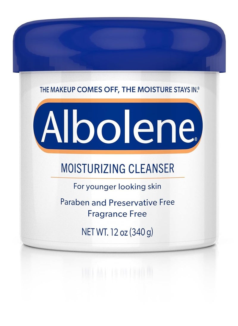 Albolene - Albolene Face Moisturizer and Makeup Remover, Facial Cleanser and Cleansing Balm, Beta Carotene Fragrance Free Cream, 12 oz - Image 1