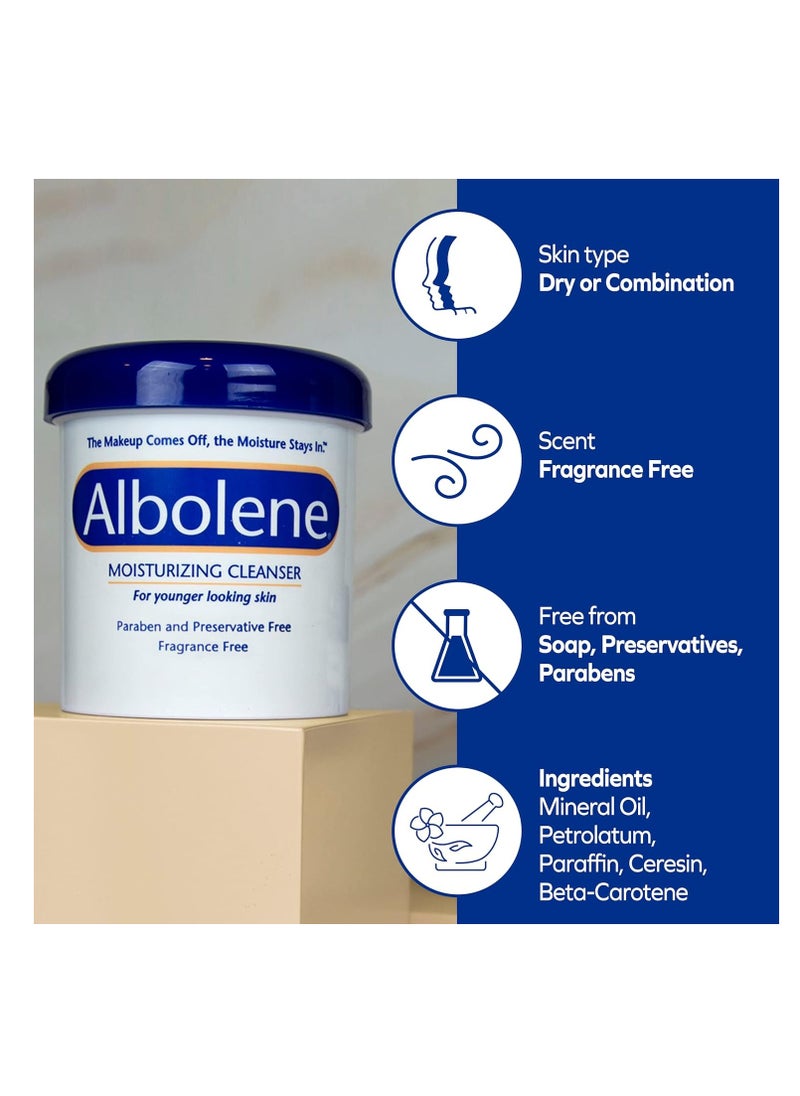 Albolene - Albolene Face Moisturizer and Makeup Remover, Facial Cleanser and Cleansing Balm, Beta Carotene Fragrance Free Cream, 12 oz - Image 1