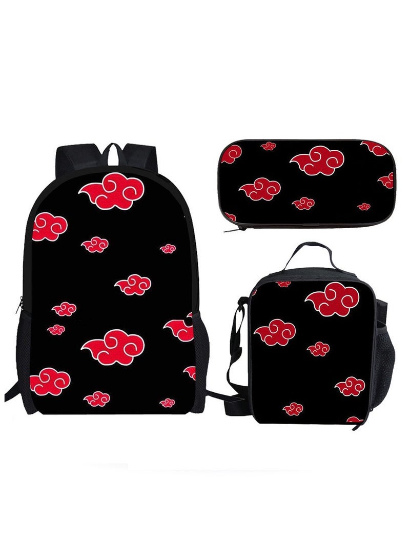 Naruto Cartoon Anime Student Backpack Three-Piece Set 29*42*16cm