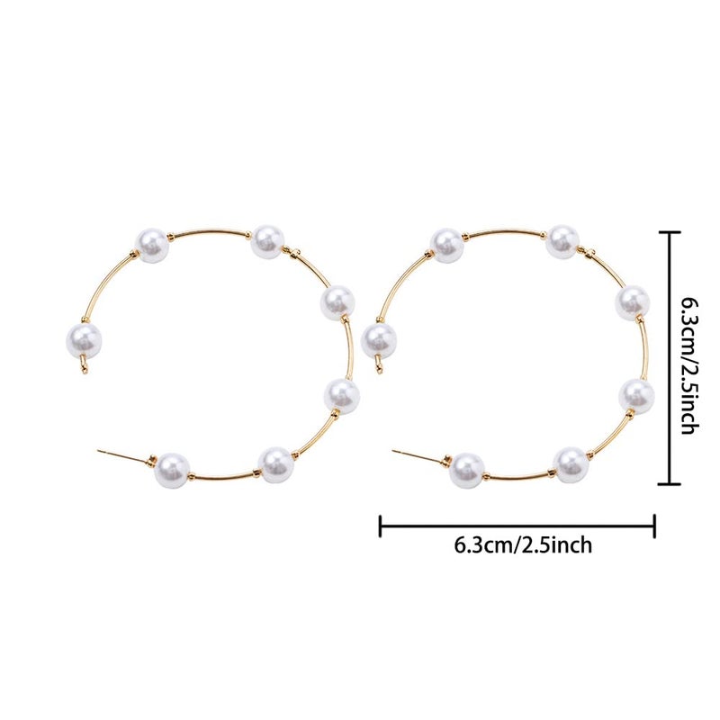 Chmier Aimimier Bridal Pearl Hoop Earrings Vintage Large Round Loop Earrings Wedding Prom Party Festival Jewelry for Women and Girls - Image 2
