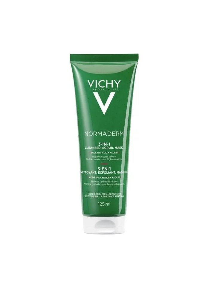 VICHY Vichy Normaderm 3 in 1 Cleanser, Scrub & Mask for Oily/Acne Skin with salicylic & glycolic acid 125ml