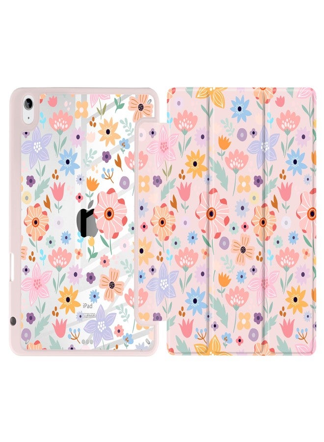 Batianda Designed Case for New iPad (A16) 11 inch 2025 / iPad 10th 10.9-inch 2022 [Built-in Pencil Holder] Shockproof Cover with Clear Back Shell TPU Bumper Auto Sleep/Wake, Hand-Drawn Flowers - Image 2