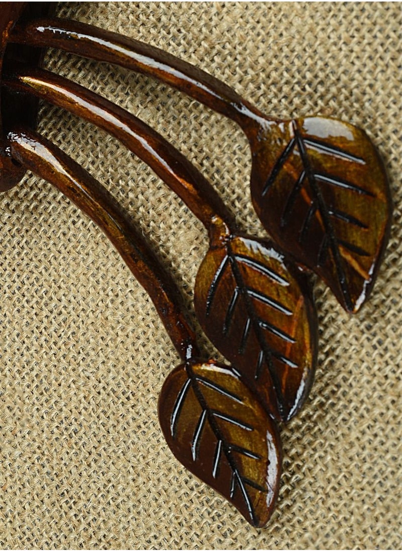 N & H - Women's Coconut Shell Branch Leaves Design Necklace with Earrings Set - Image 1