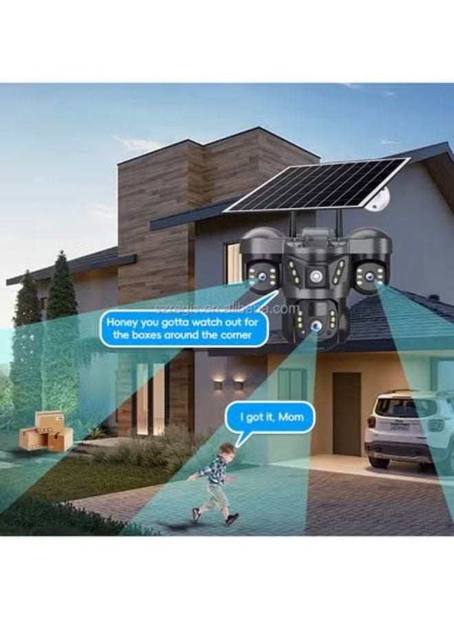 ELTRAZONE V380 RGSP29-4G Triple-Lens 6MP Solar Security Camera – Outdoor Wireless 4G SIM CCTV with AI Human Detection, Two-Way Audio, Pan-Tilt Control, Night Vision, IP66 Waterproof Design, Cloud & SD Storage, Remote Monitoring for Home, Garden, Office, and Commercial Security - Image 2