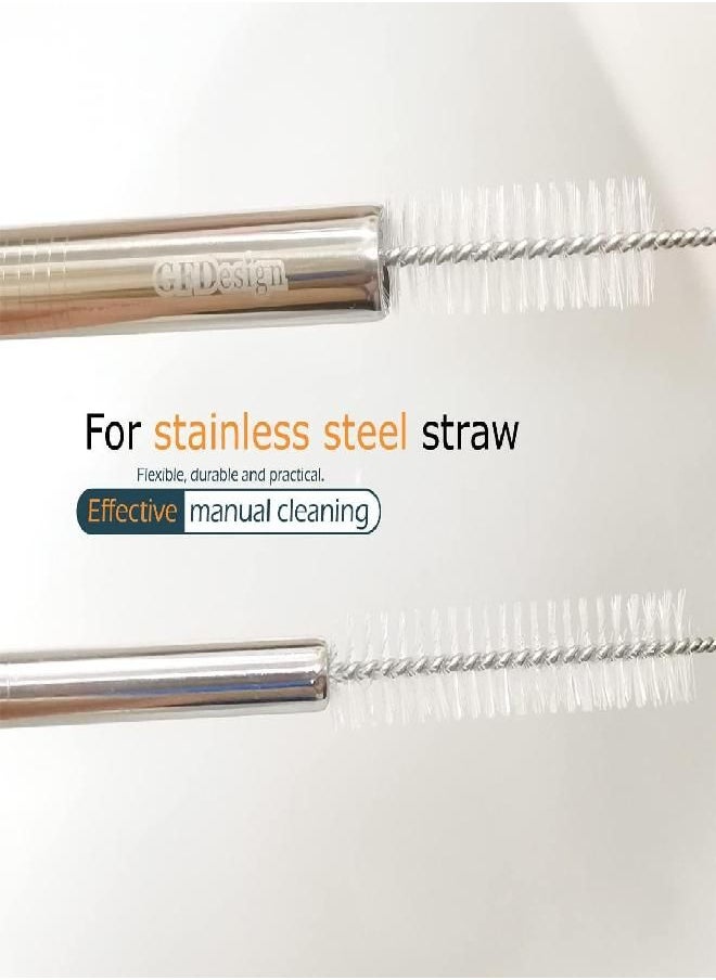 GFDesign - GFDesign Drinking Straw Cleaning Brushes Set 10 Inches Extra Long 10mm Extra Wide Pipe Tube Cleaner Nylon Bristles Stainless Steel Handle - 10" x 3/8" (10mm) - Set of 15 - Image 1