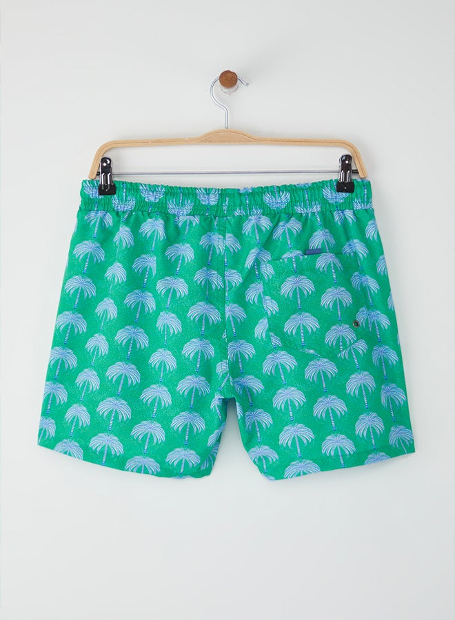 Trendyol Man Green Standard Fit Palm Tree Patterned Printed Swimsuit Swim Shorts - Image 4