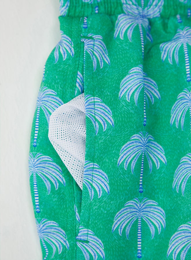 Trendyol Man Green Standard Fit Palm Tree Patterned Printed Swimsuit Swim Shorts - Image 3