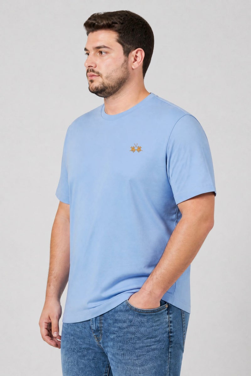 La Martina Men Crew Neck Short Sleeve Embroidered Logo T-Shirt, Light Blue - Image 4