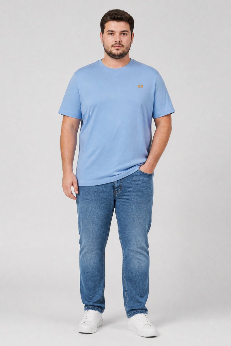 La Martina Men Crew Neck Short Sleeve Embroidered Logo T-Shirt, Light Blue - Image 2