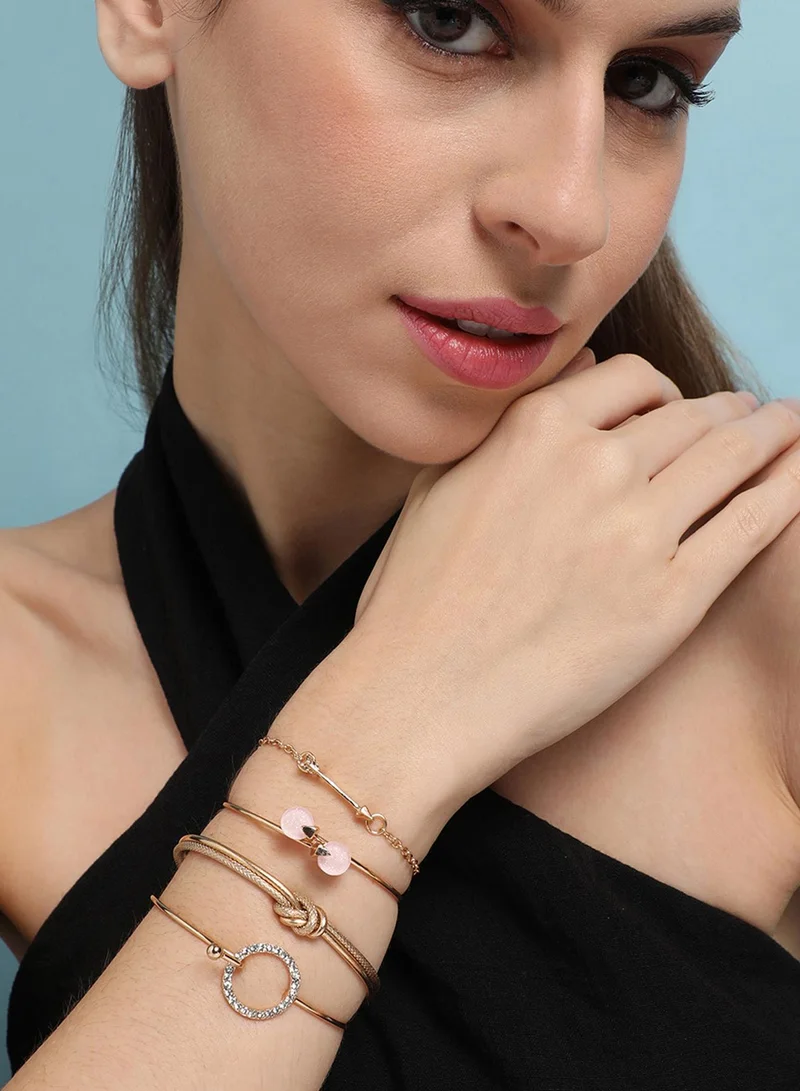 SOHI Women's Set Of 4 Toned Cuff Designer Bracelet