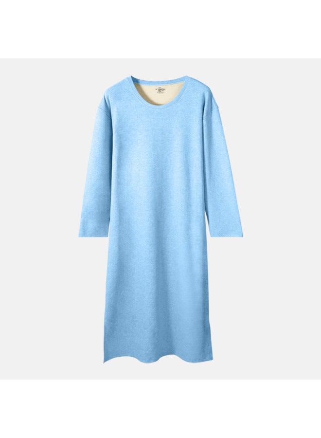 Austrian Element Men's Autumn And Winter Long-sleeved One-piece Nightgown, Knee-length Bathrobe, Long Nightgown, All-in-one Home Wear, Wool Silk Pajamas - Image 1