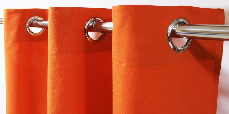 AIRWILL Cotton Orange Flower Floral Solid Pattern Door Curtains 214 7ft Length Orange Pack of 4 - Image 3