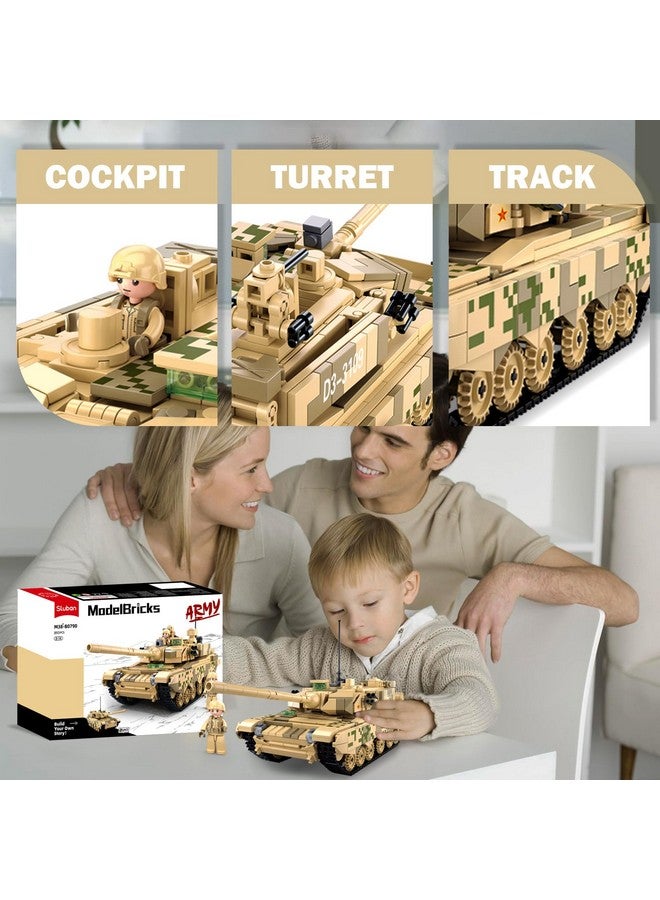 Sluban WW2 Army Tank, Inspired 99A 96B Main Battle Tank, 2 in 1 Military Tank, 2 Soldier Minifigures, Gifts for 7 8 9 10 12 Year Old Kids and Adults, Compatible with Lego Army Set, 893pcs - Image 4