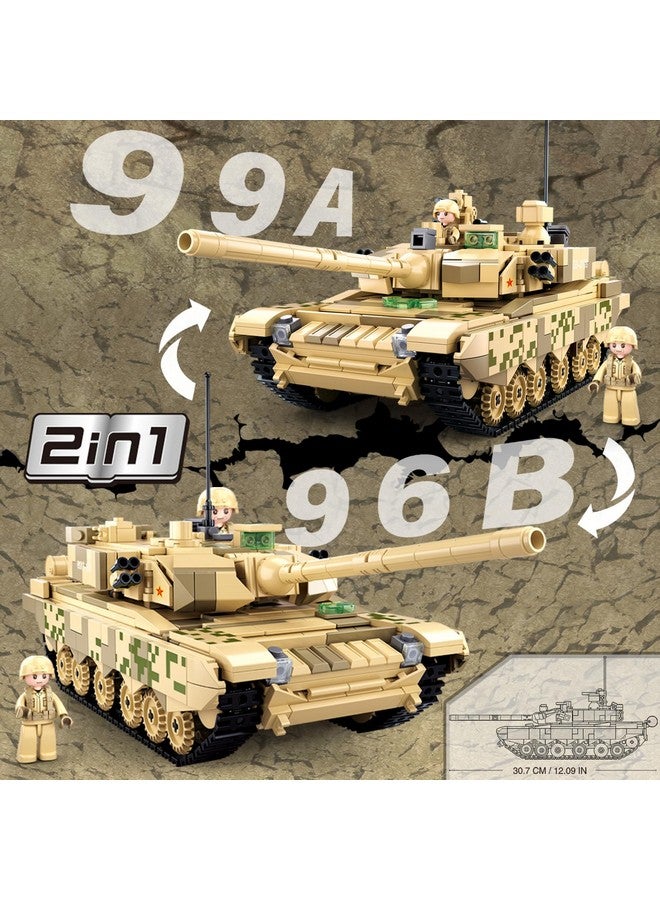 Sluban WW2 Army Tank, Inspired 99A 96B Main Battle Tank, 2 in 1 Military Tank, 2 Soldier Minifigures, Gifts for 7 8 9 10 12 Year Old Kids and Adults, Compatible with Lego Army Set, 893pcs - Image 3