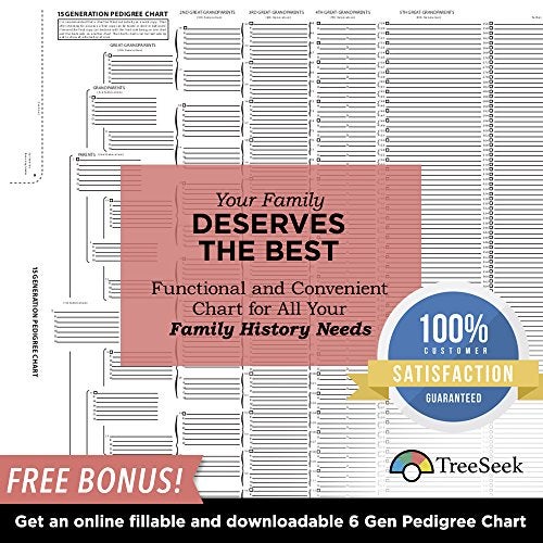 TreeSeek® 15 Generation Pedigree Chart | 5 Pack | Blank Genealogy Forms for Family History and Ancestry Work - Image 5