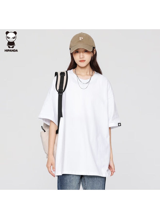 Hipanda o Panda تي شيرت قصير الأكمام للرجال، صيف ، قطن نقي، أساسي بسيط، كاجوال للمواصلات، لون صافي، رقبة مستديرة، أبيض، 3XL - Image 1