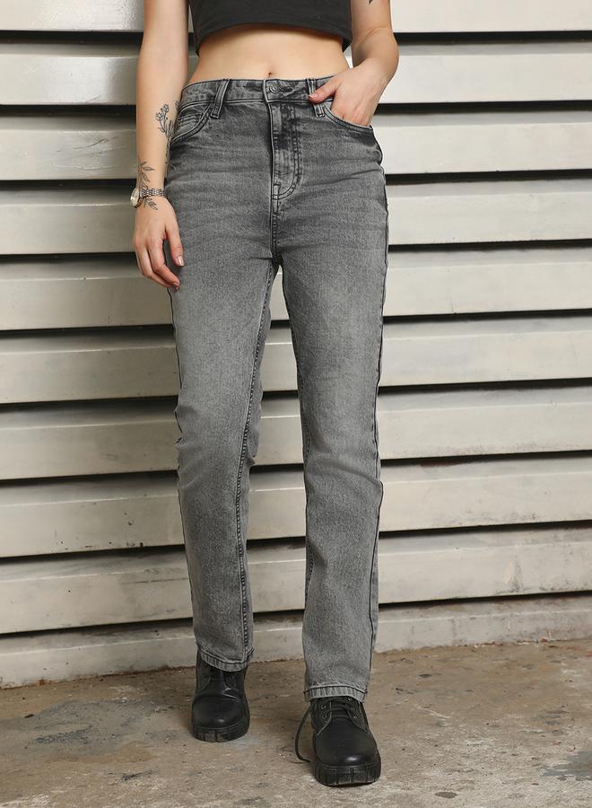 HIGH STAR High Rise Slim Fit Faded Jeans by Styli - Image 1