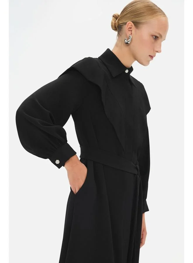 JUNE Belted Maxi Dress