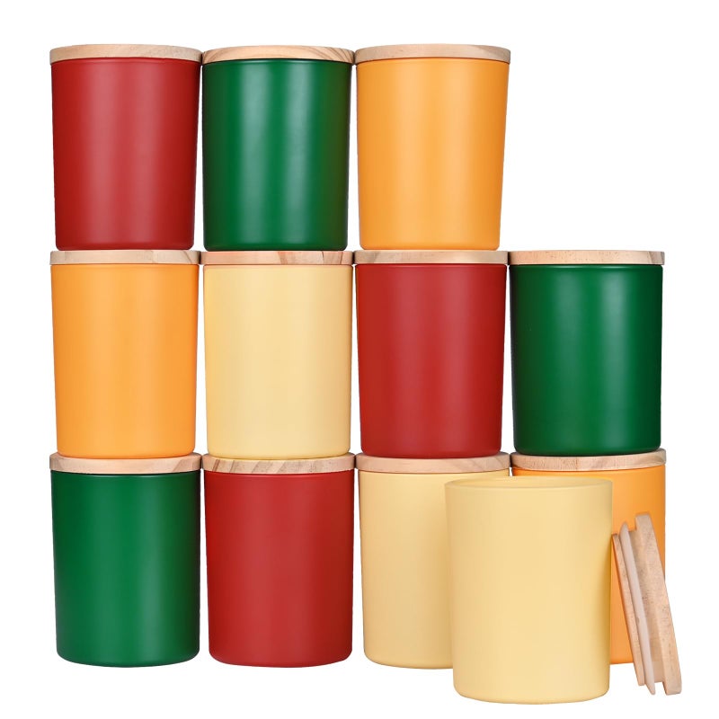 SHOWIN Thick Candle Jars for Making Candles 12 Pcs 7 OZ Empty Jars with Wood Lids for Candle Making Sample Container Christmas - Image 2