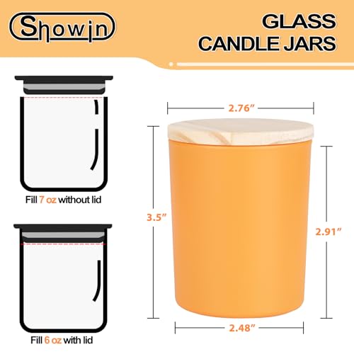 SHOWIN Thick Candle Jars for Making Candles 12 Pcs 7 OZ Empty Jars with Wood Lids for Candle Making Sample Container Christmas - Image 3