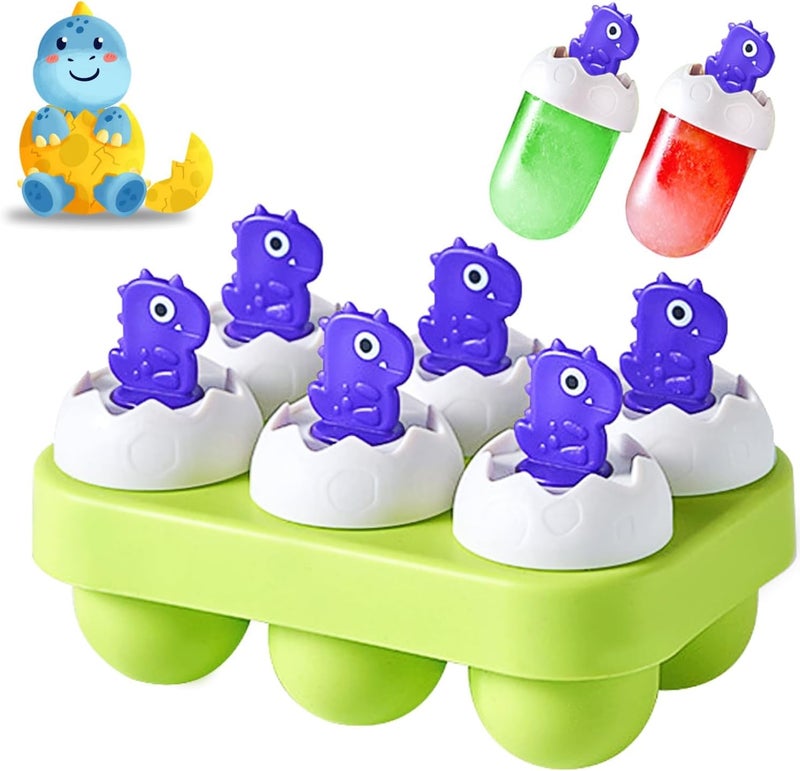 Barakah Popsicles Mold, Homemade Popsicles Mold, 6 Reusable Ice Pop Mold for Baby, Dinosaur Egg Popsicle Mold for Toddler, BPA-Free, Dishwasher-Safe - Image 1