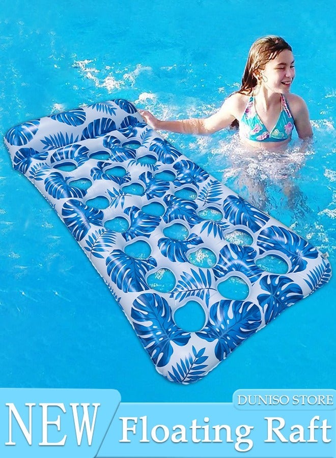 DUNISO Oversized Pool Float Lounge, 180*80cm Extra Large Floating Mat for Adults and Kids, Inflatable Contour Lounger with Headrest Ultra-Comfort Cooling Pool Raft - Image 1