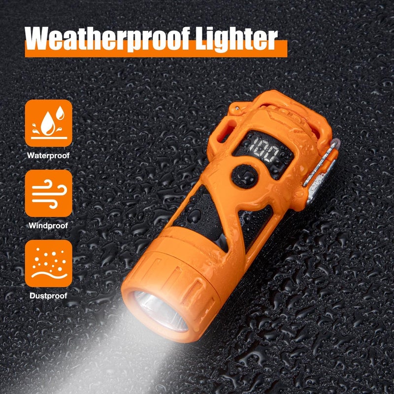 LCFUN Electric Lighters Rechargeable Waterproof Dual Arc Plasma Lighter with Battery Display & Flashlight Windproof Electronic USB Lighter for Candle, Camping, Hiking, Survival Gear Supplies - Image 3