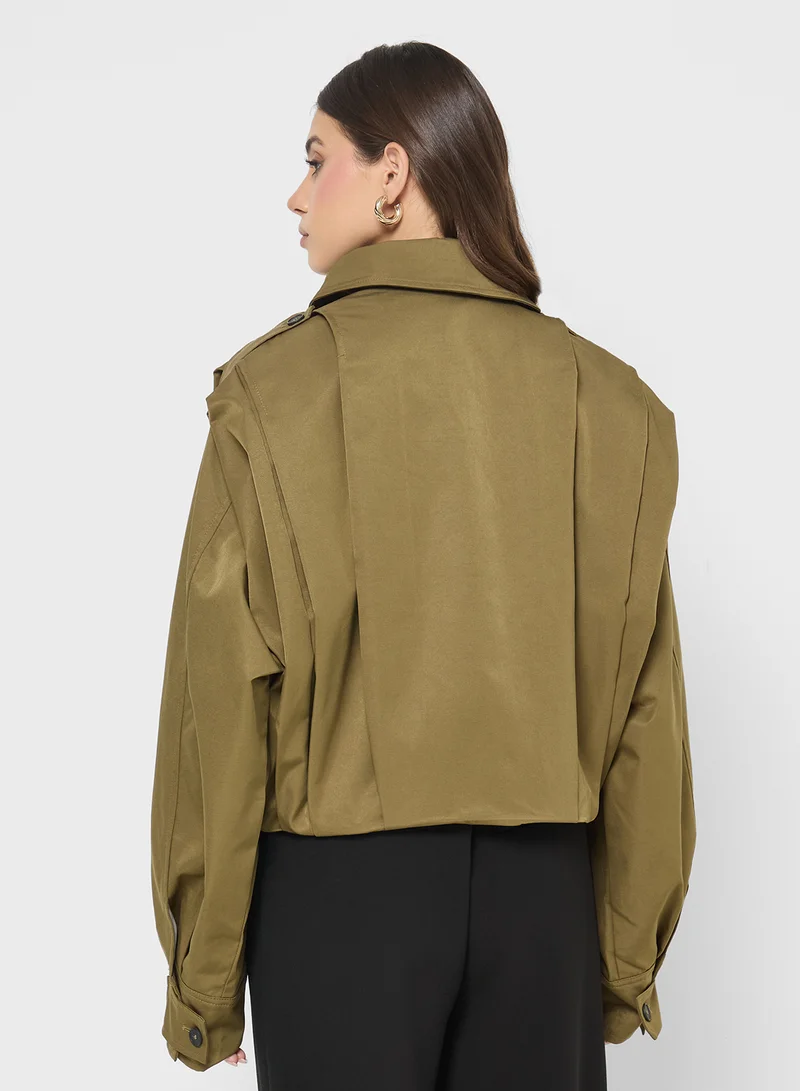 ايلا Cropped Jacket With Box Pleats