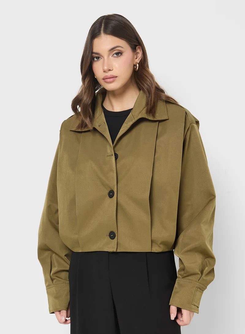 ايلا Cropped Jacket With Box Pleats