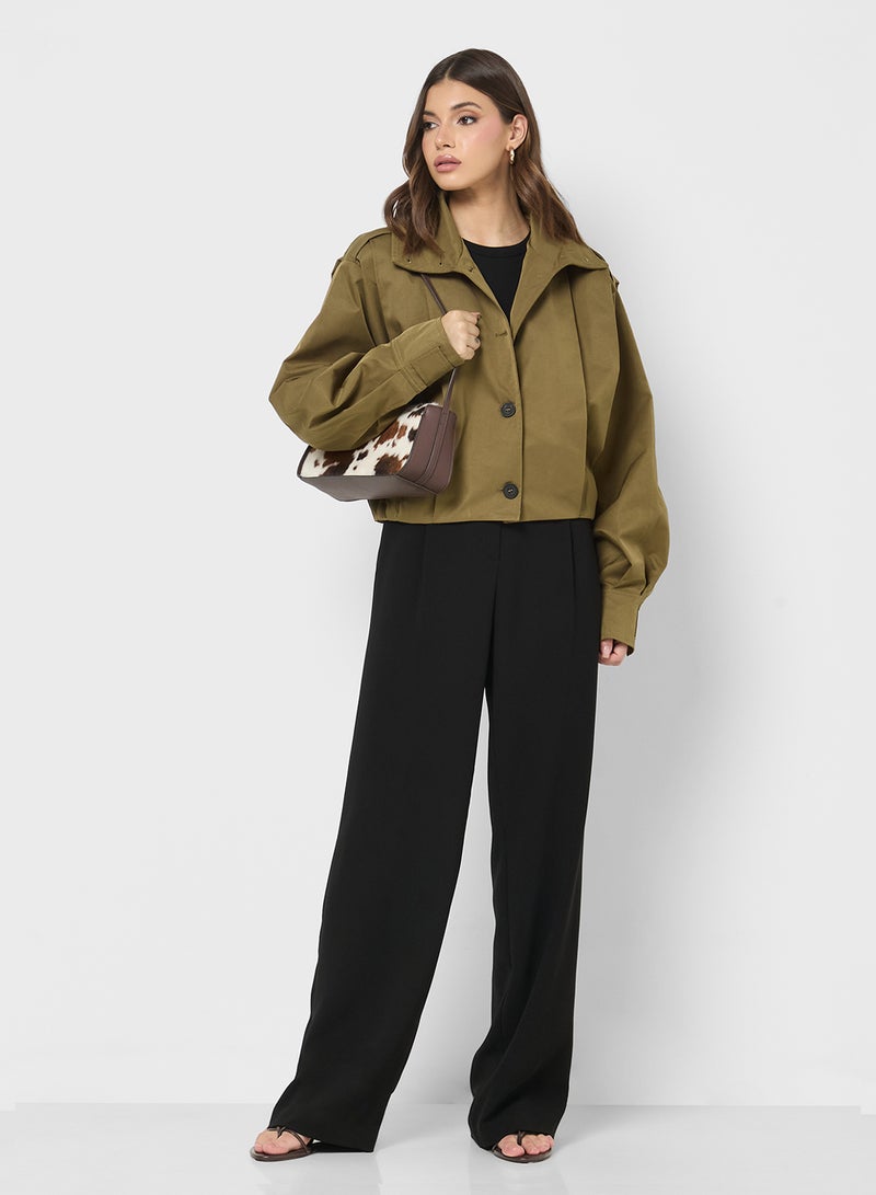 ELLA Cropped Jacket With Box Pleats - Image 4