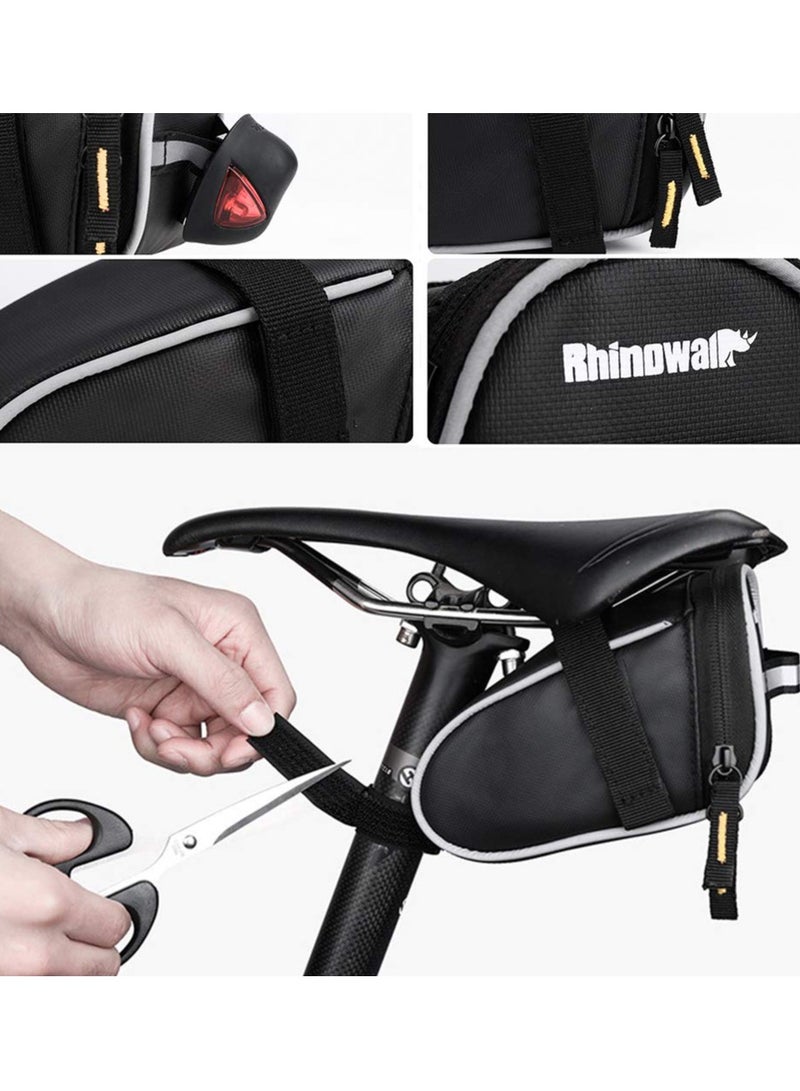 SYOSI 1PCS Road Bike Saddle Tail Bag for Tools, Mountain Bike Rear Bag with Saddle Attach Bicycle Inner Tube Storage Bag Compact Rear Bicycle Bag for Phone Cash, Mini Pump Outdoor Riding MTB Road Bike - Image 2