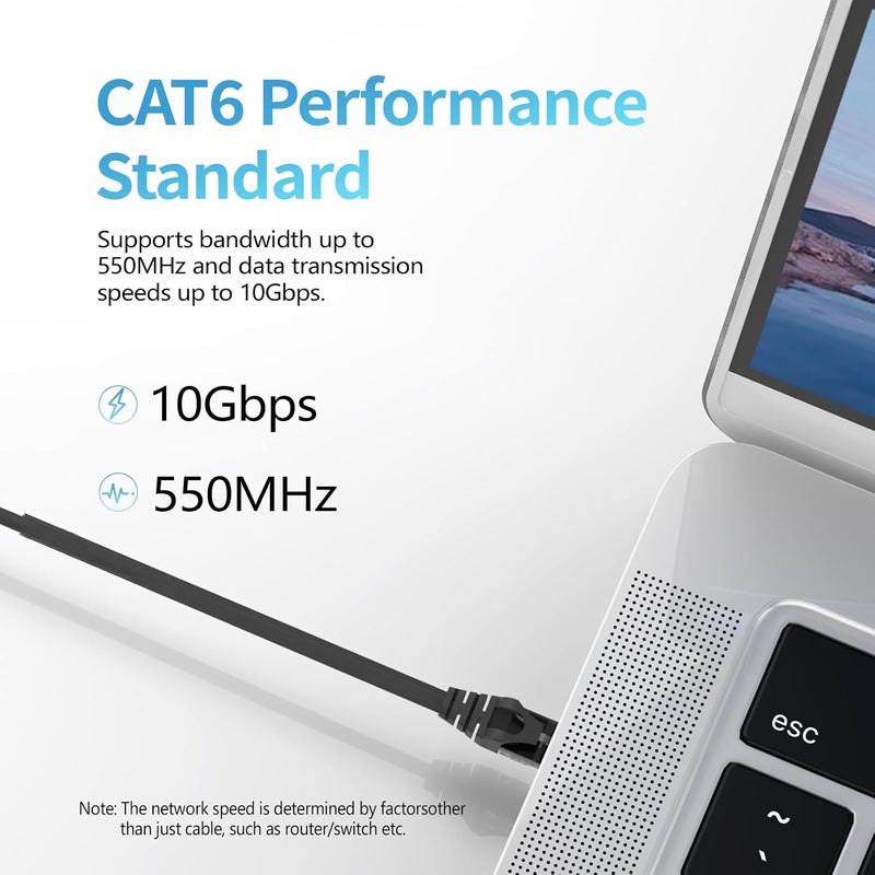 CableGeeker Cat 6 Ethernet Cable 125 ft, Indoor&Outdoor, High Speed 10Gbps 24AWG Pure Copper Internet Network Cable, Pure Copper Ethernet Patch Cable Long, PoE Computer LAN Cable for Router, Modem, PS5/4, Black - Image 2