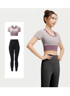 ZCM-HAPPY 2 Piece Women's Sports Fitness Exercise Yoga Running Suit Women's Yoga Suit Fitness Outfit Running Suit Sportswear 2 Piece Yoga Set Athletic Wear Exercise Clothing Workout Clothes Activewear Set Yoga Pants and Top Gym Outfit Sports Bra and Leggings Running Gear Compression Fitness Suit Workout Set  - Image 1