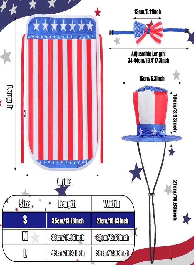 JaGely 3 Pcs 4th of July Dog Outfit Memorial Day Dog Costume Set Includes Top Hat, American Flag Bow Tie Collar and Cape Patriotic Pet Outfit for Dogs Cats Puppy Kitten(S,Classic) - Image 2