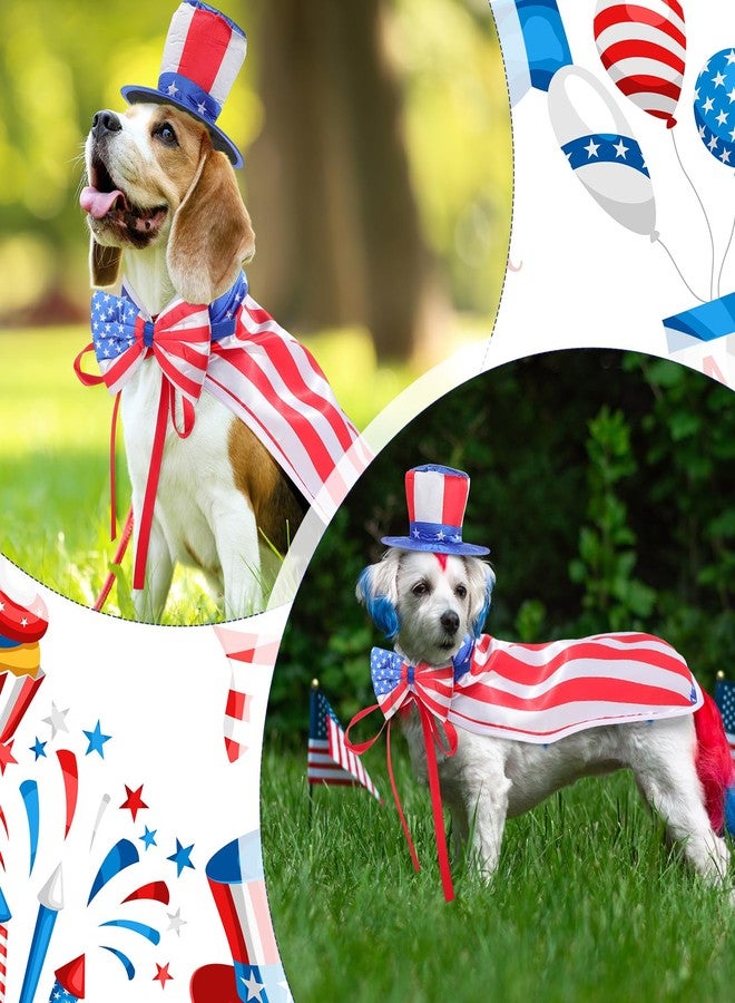 JaGely 3 Pcs 4th of July Dog Outfit Memorial Day Dog Costume Set Includes Top Hat, American Flag Bow Tie Collar and Cape Patriotic Pet Outfit for Dogs Cats Puppy Kitten(S,Classic) - Image 4