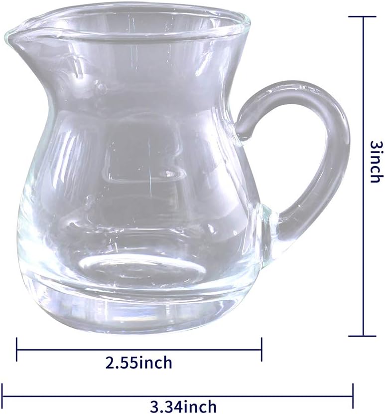 DGQ Classic Glass Creamer Pitcher with Handle 4oz Pack of 2 Milk Pourer Mini Creamer for Coffee Tea Maple Syrup Serving - Image 4