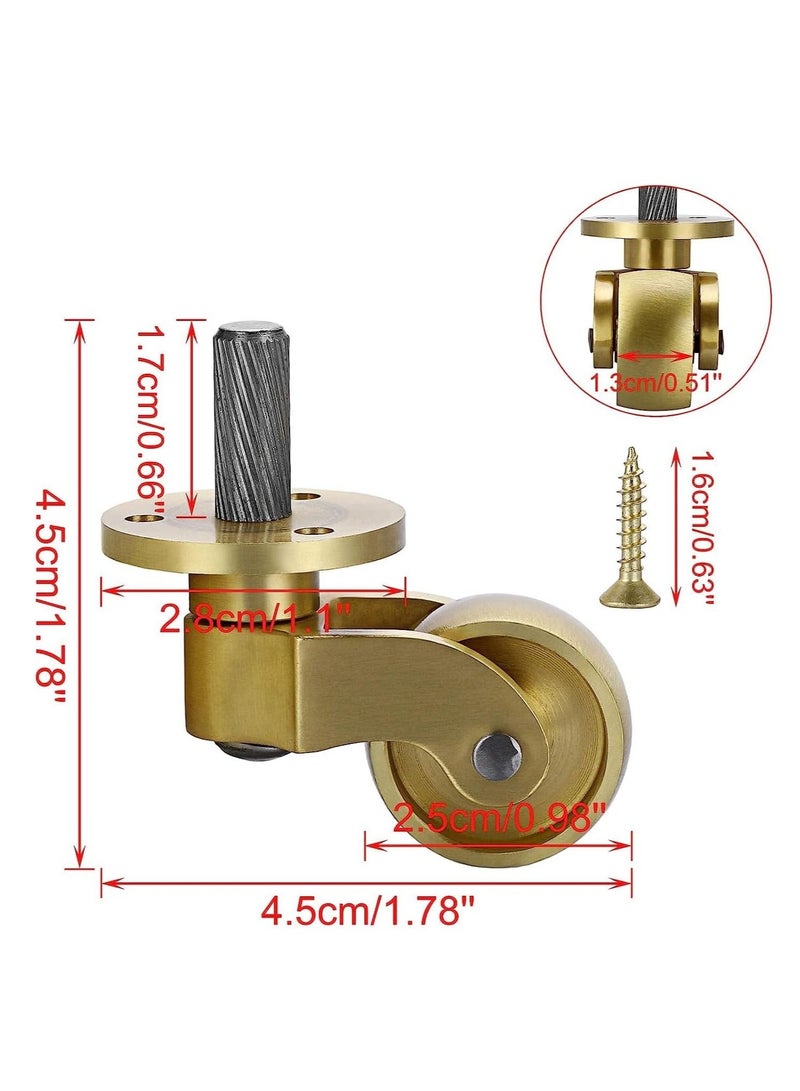 Threaded Stem Caster Wheels Swivel Casters, Universal Brass Caster Stems 360 Degree Rotation Casters, Metal Caster Replacements for Furniture Trunk Box Trolley Cabinet Coffee Table (Pack of 4)  - Image 3