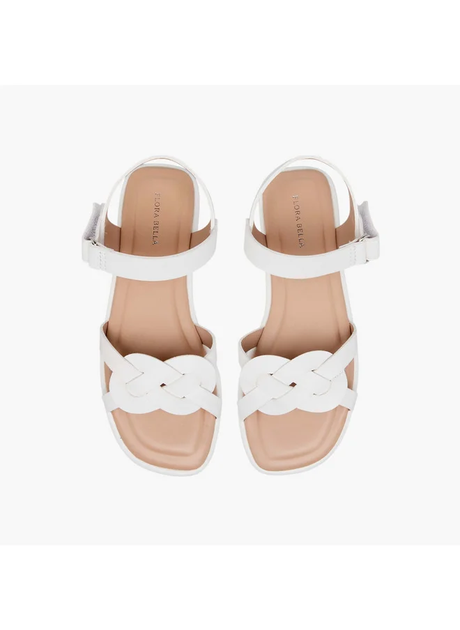 Flora Bella By Shoexpress Girls Strap Detail Sandals with Hook and Loop Closure