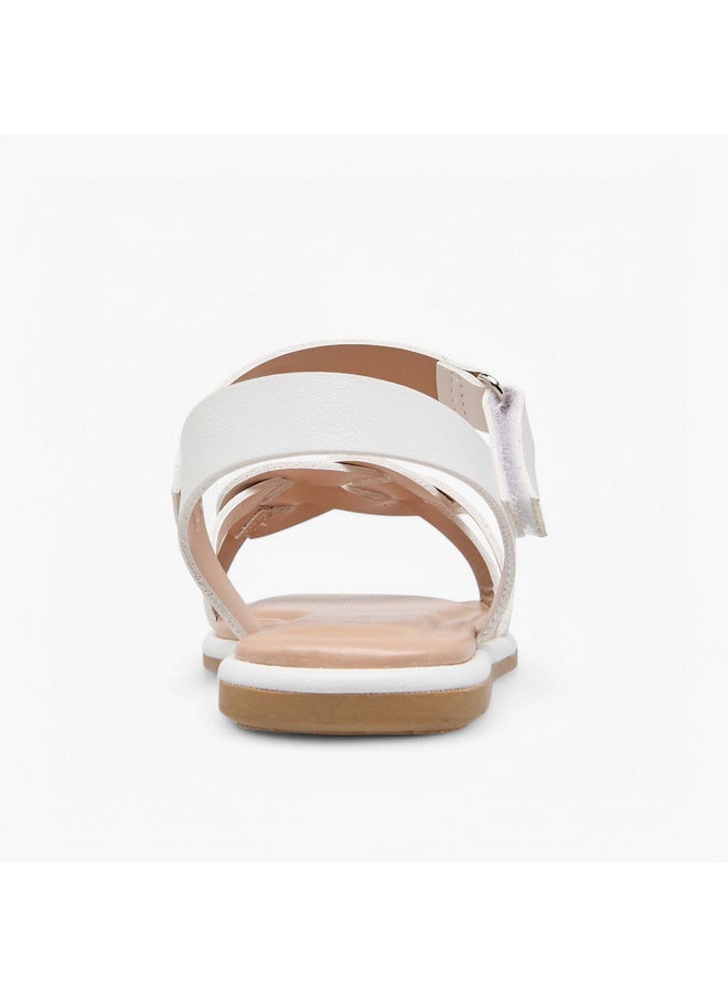 Girls Strap Detail Sandals with Hook and Loop Closure
