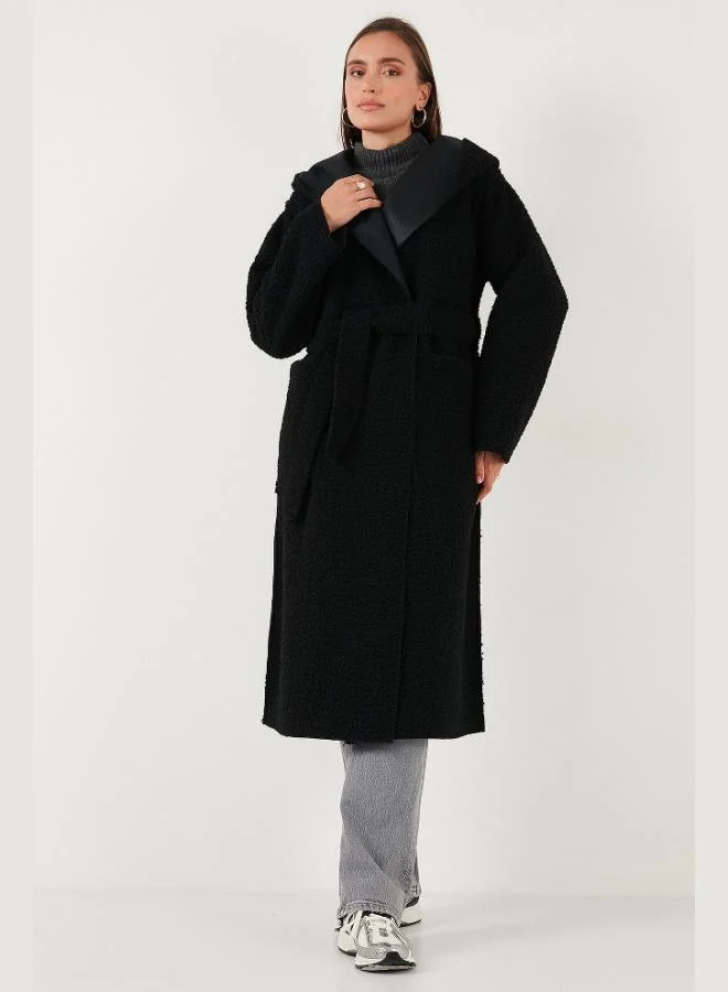 ليلا ليلا معطف طويل فضفاض بغطاء رأس مزدوج الوجه للنساء