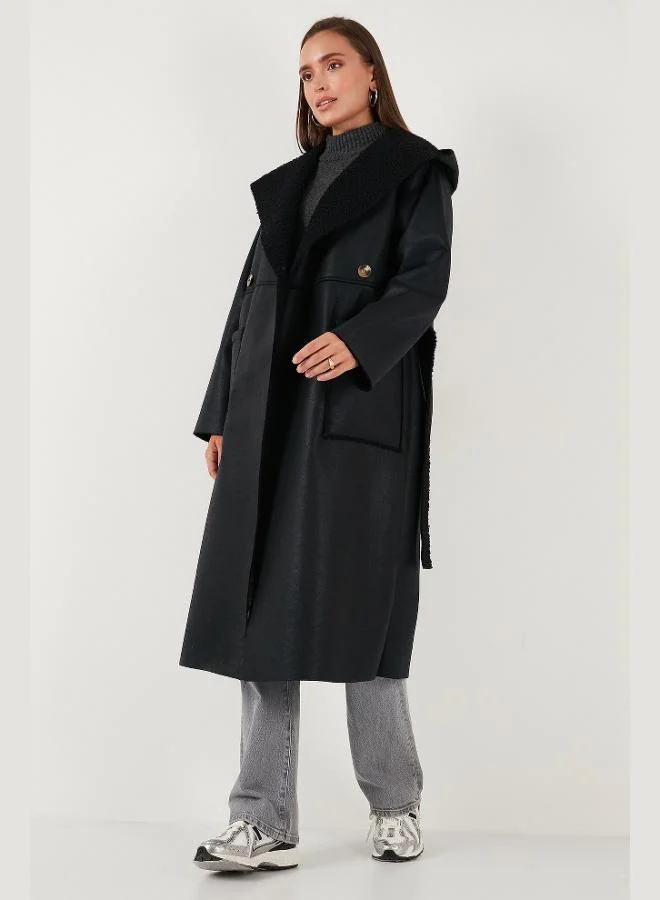 ليلا ليلا معطف طويل فضفاض بغطاء رأس مزدوج الوجه للنساء