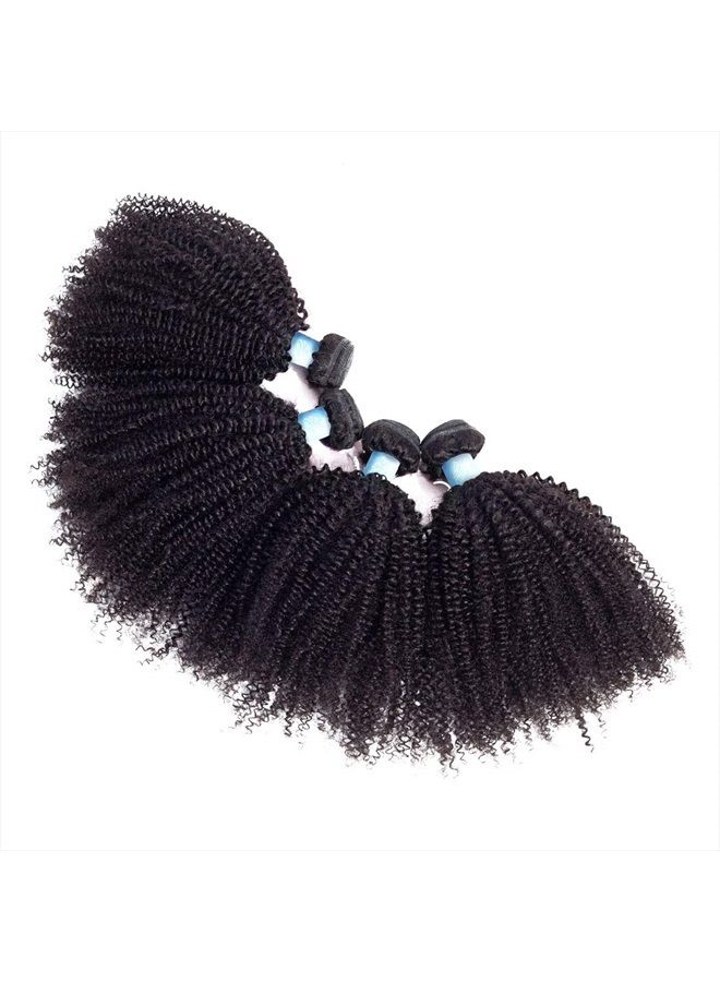 BLY Mongolian Afro Kinky Curly Human Hair 3 Bundles (14 16 18inches) Unprocessed Hair Weave Weft Big Hair for Black Women Natural Color - Image 3