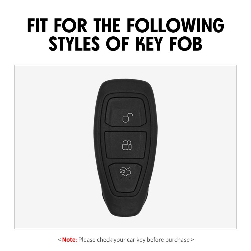 WORCAS Key Fob Case Carbon Fiber Pattern Silicone Cover Compatible with Ford C-MAX Escape Fiesta Focus Focus RS Fusion 3 Button - Image 2