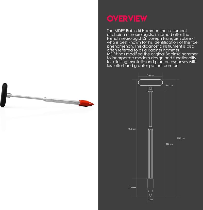 MDF Instruments Babinski Neurological Reflex Hammer with Pointed Tip - Black - Image 5